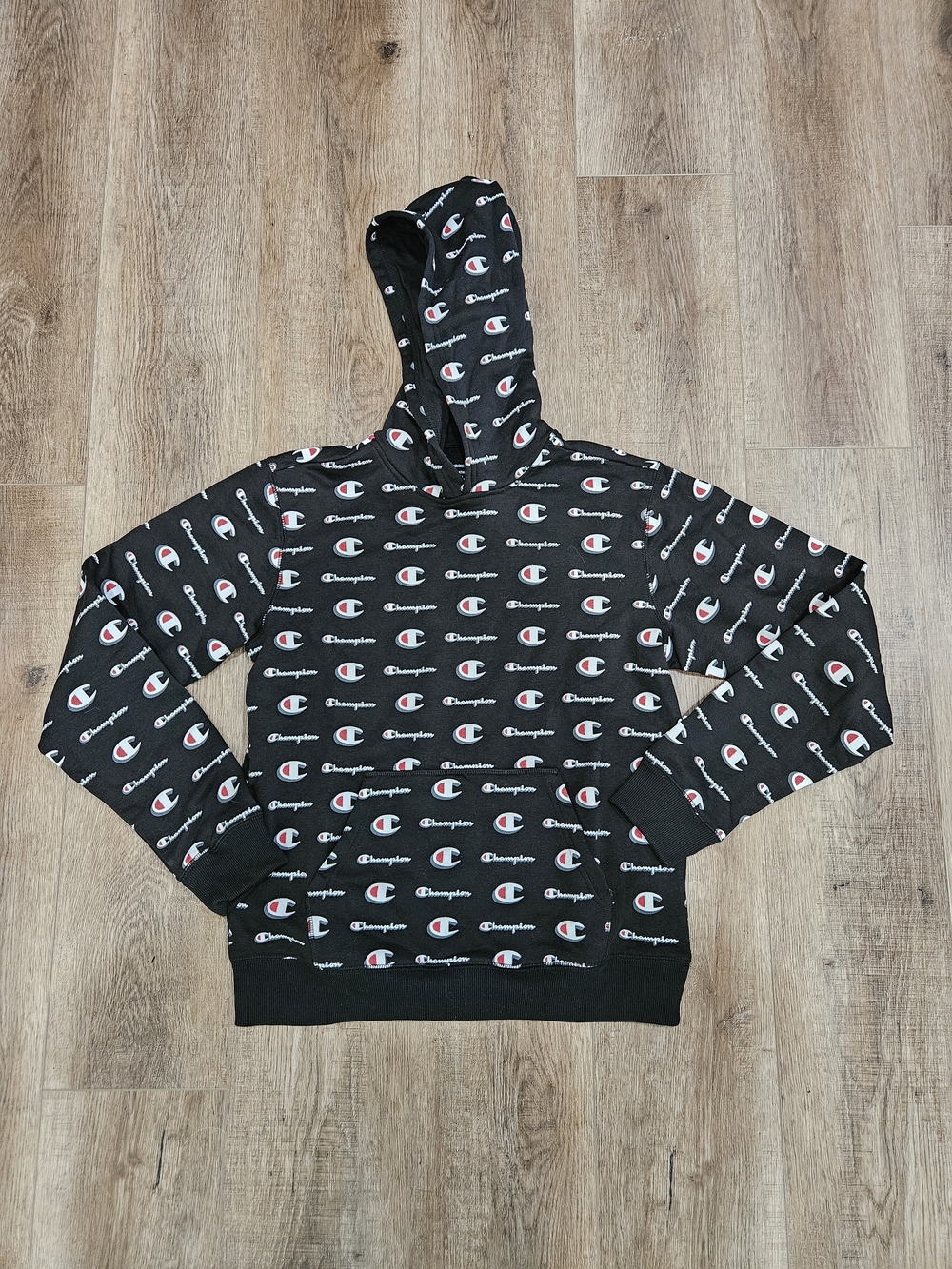 NWT Youth XL Champion Black All-Over Logo Hoodie